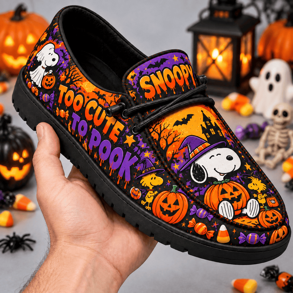 Snoopy Witch Hat Pumpkin Loafer Shoes For Peanuts Fans Enjoying Playful Halloween Adventures NDN 2