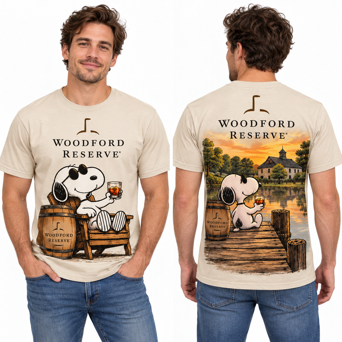 Snoopy Woodford Reserve Bourbon Scene 3D Shirt for Whiskey Fans Who Enjoy Classic Distillery Style 2