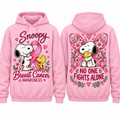 Snoopy Woodstock Hearts Breast Cancer Awareness No One Fights Alone Hoodie for Awareness Day Fans NDN 1