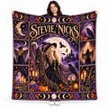 Stevie Nicks Purple Gold Witch Fleece Blanket For Mystical Halloween Moon Nights NDN 1