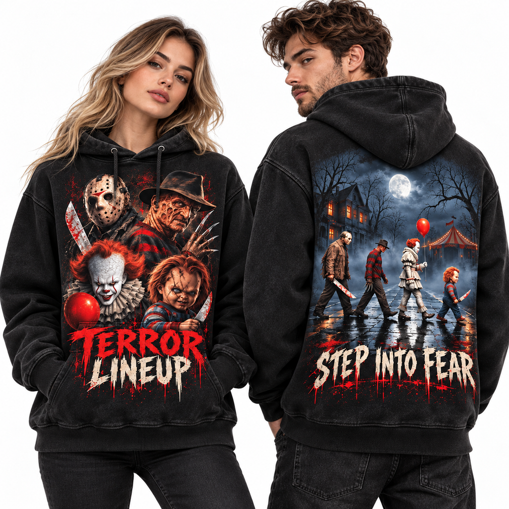 Terror Lineup Slashers Step Into Fear Group Scene Hoodie for Horror Lineup Fans NDN 2
