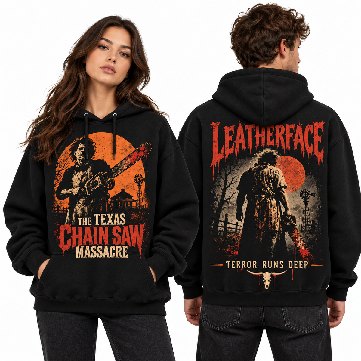 Texas Chainsaw Leatherface Vintage Halloween Hoodie NTH1 for Horror Fans Who Love Classic Terror 2