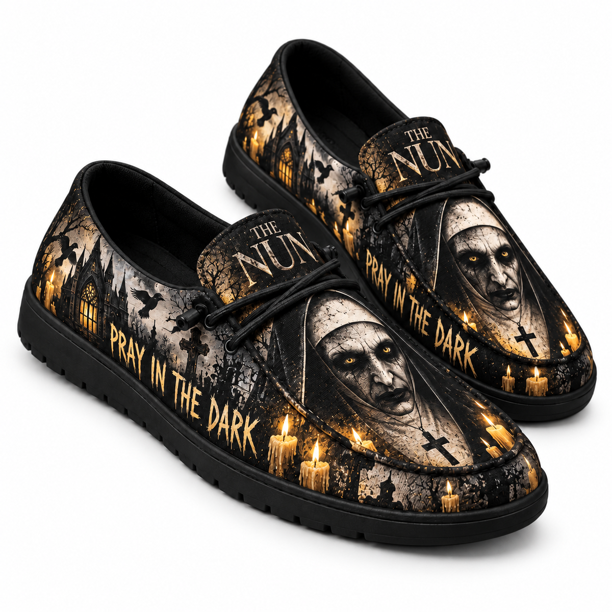 The Nun Gothic Candle Loafer Shoes For Horror Fans Walking Into The Darkness NDN 1