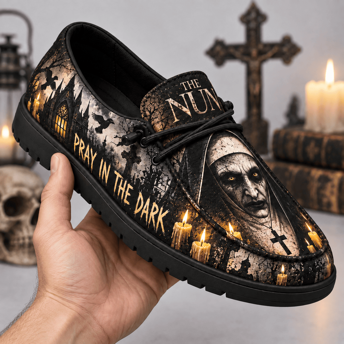 The Nun Gothic Candle Loafer Shoes For Horror Fans Walking Into The Darkness NDN 2