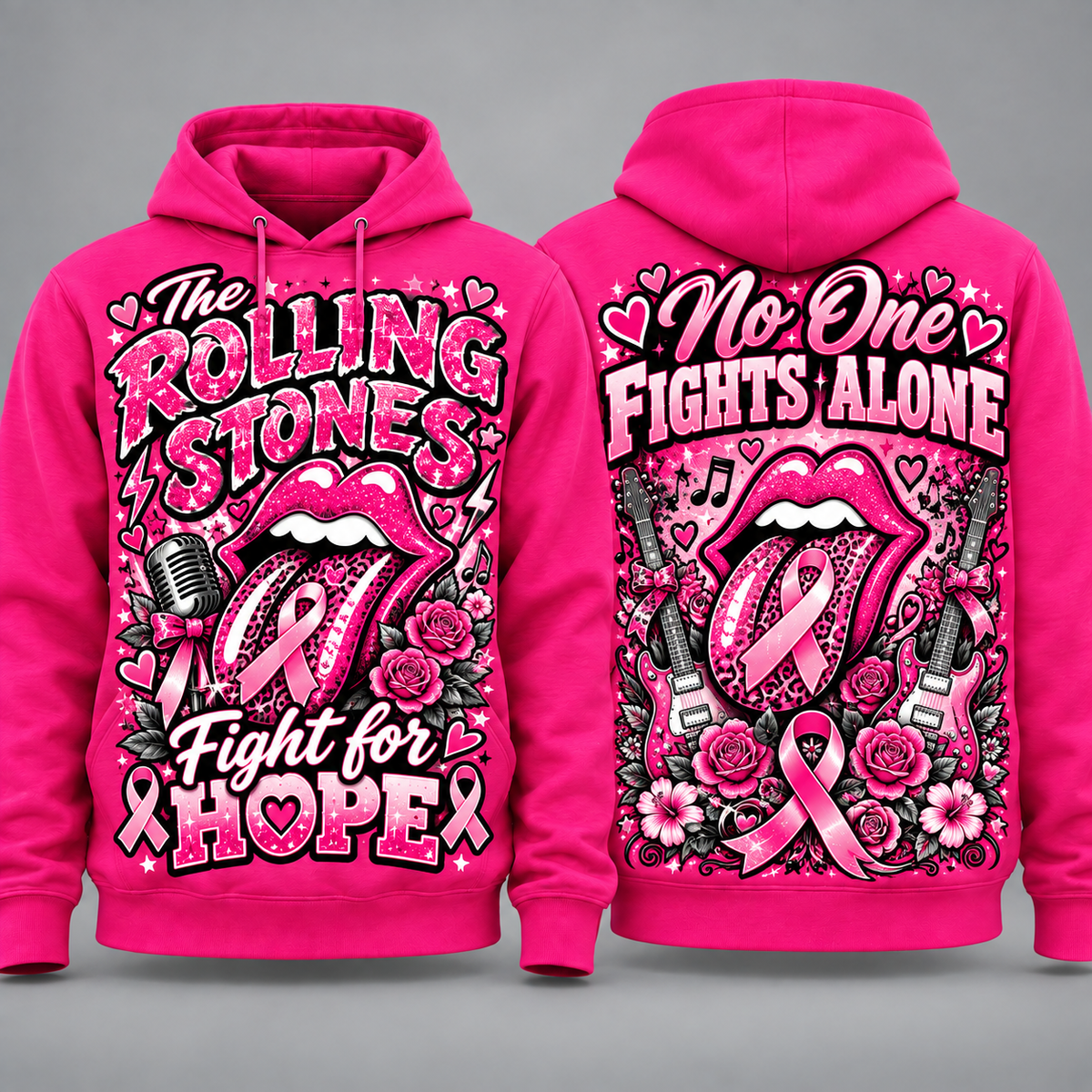 The Rolling Stones Pink Ribbon Fight for Hope Hoodie NY 1