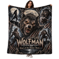 The Wolfman Moonlit Portrait And Forest Shadows Fleece Blanket For Classic Monster Cinema Nights NDN 1