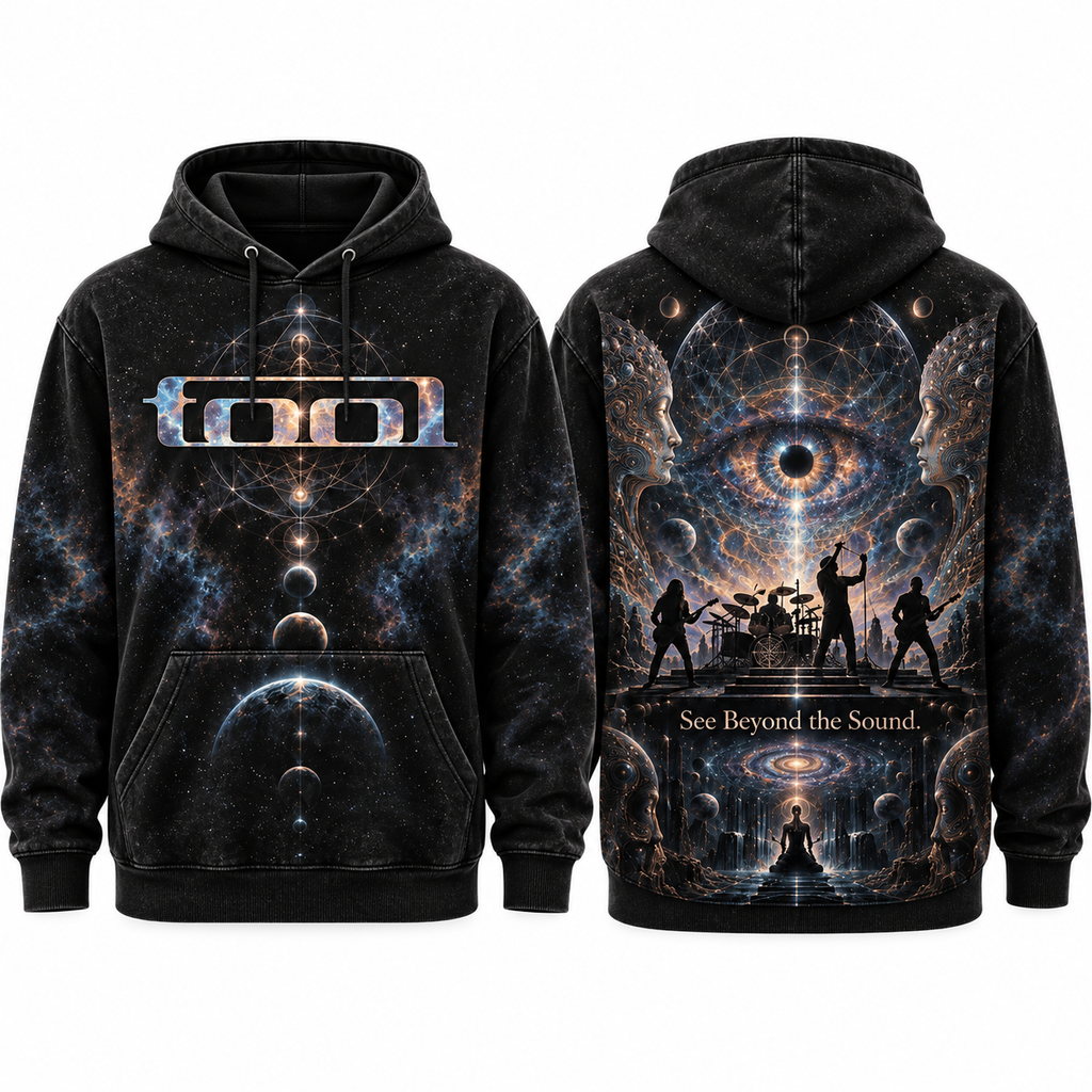 Tool Geometric Eye Cosmic Set Beyond The Veil Silhouettes Hoodie for Progressive Rock Fans NDN 1