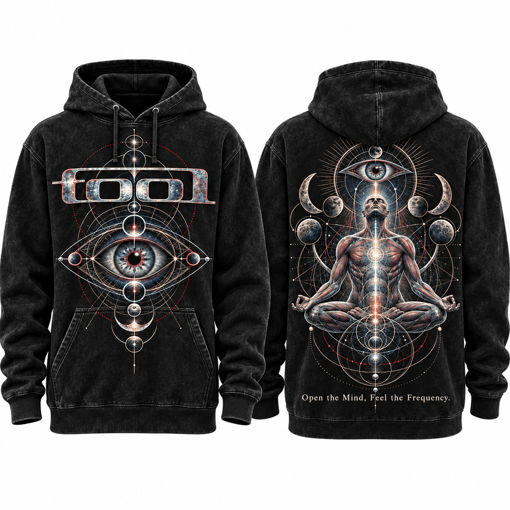Tool Occult Geometry Eye Mandala Meditating Figure Symbols Hoodie for Occult Rock Fans NDN 1