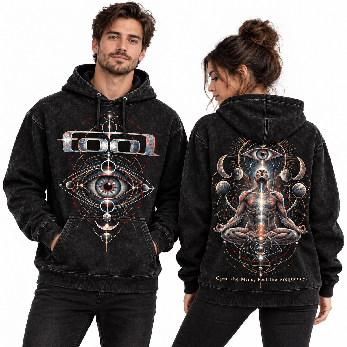 Tool Occult Geometry Eye Mandala Meditating Figure Symbols Hoodie for Occult Rock Fans NDN 2