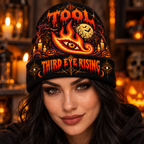 Tool Third Eye Flame Graphic Print Knit Beanie for Midnight Halloween Ritual Walks NDN 3