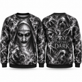Valak Nun In Hood Pray In The Dark Black Sweater for Convent Horror Night Fans NDN 1