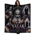 Valak Nun Portrait And Purple Shadows Fleece Blanket For Gothic Horror Movie Nights NDN 1