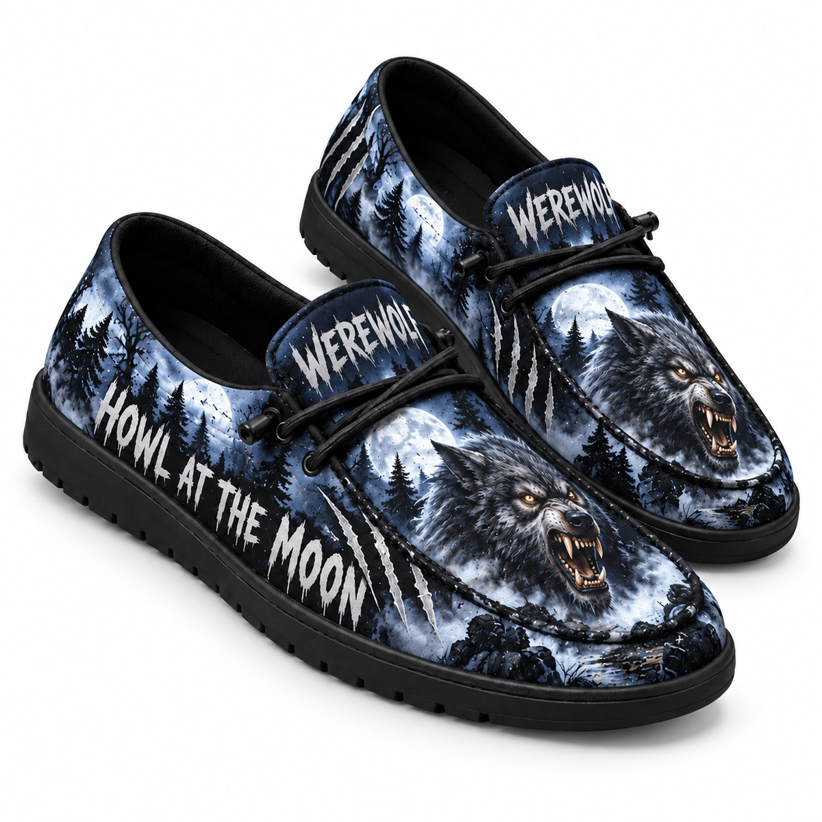 Werewolf Full Moon Forest Loafer Shoes For Monster Fans Answering The Midnight Howl NDN 1