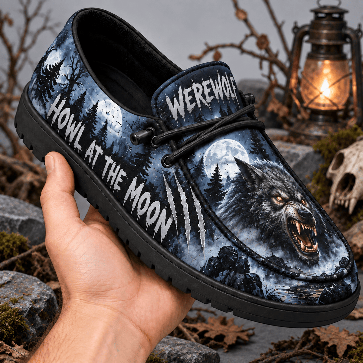 Werewolf Full Moon Forest Loafer Shoes For Monster Fans Answering The Midnight Howl NDN 2