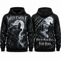Werewolf Portrait When The Moon Rises Fear Runs Forest Hoodie for Moon Horror Fans NDN 1