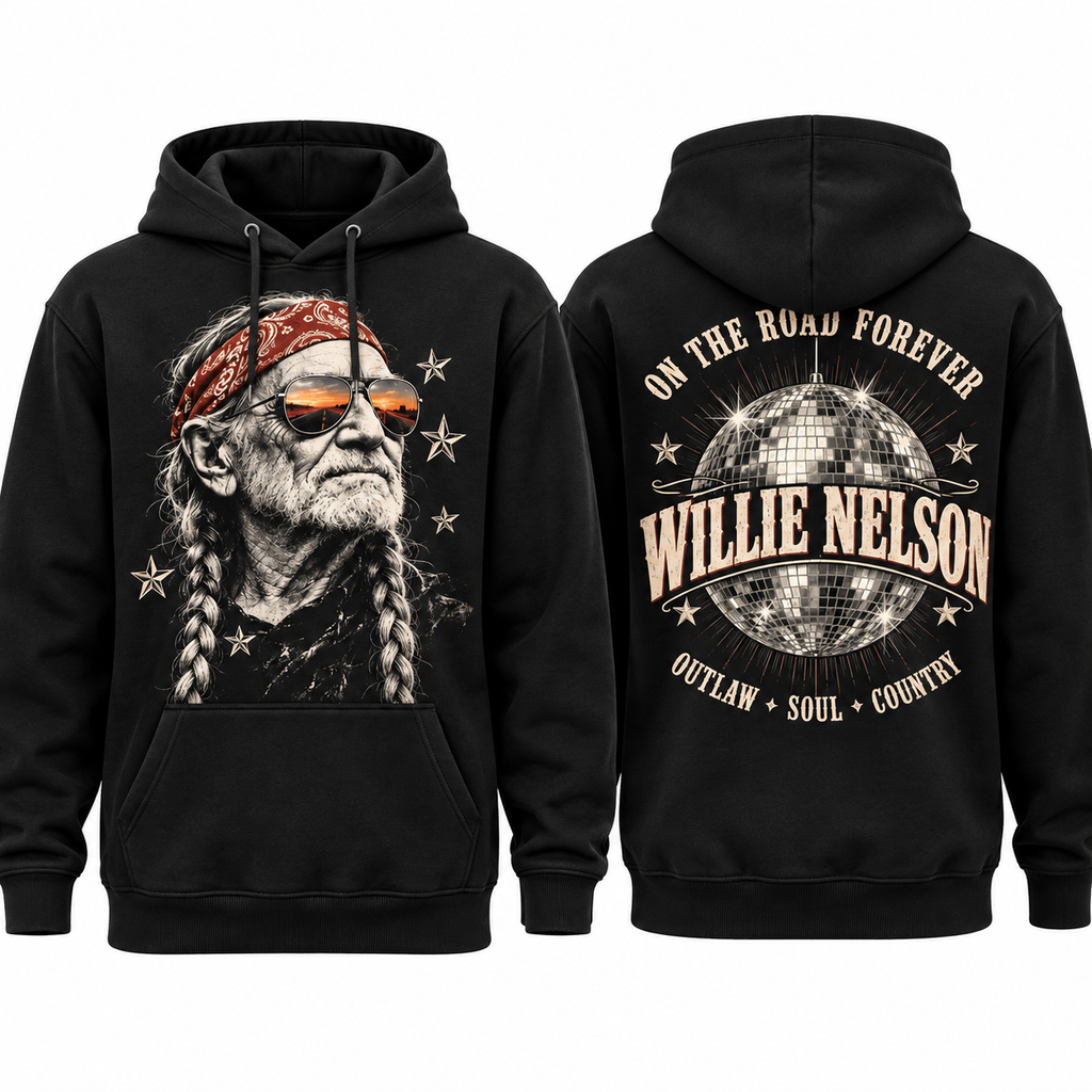 Willie Nelson Braids Portrait On The Road Forever Outlaw Soul Country Hoodie NDN 1