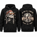 Willie Nelson Braids Portrait On The Road Forever Outlaw Soul Country Hoodie NDN 1
