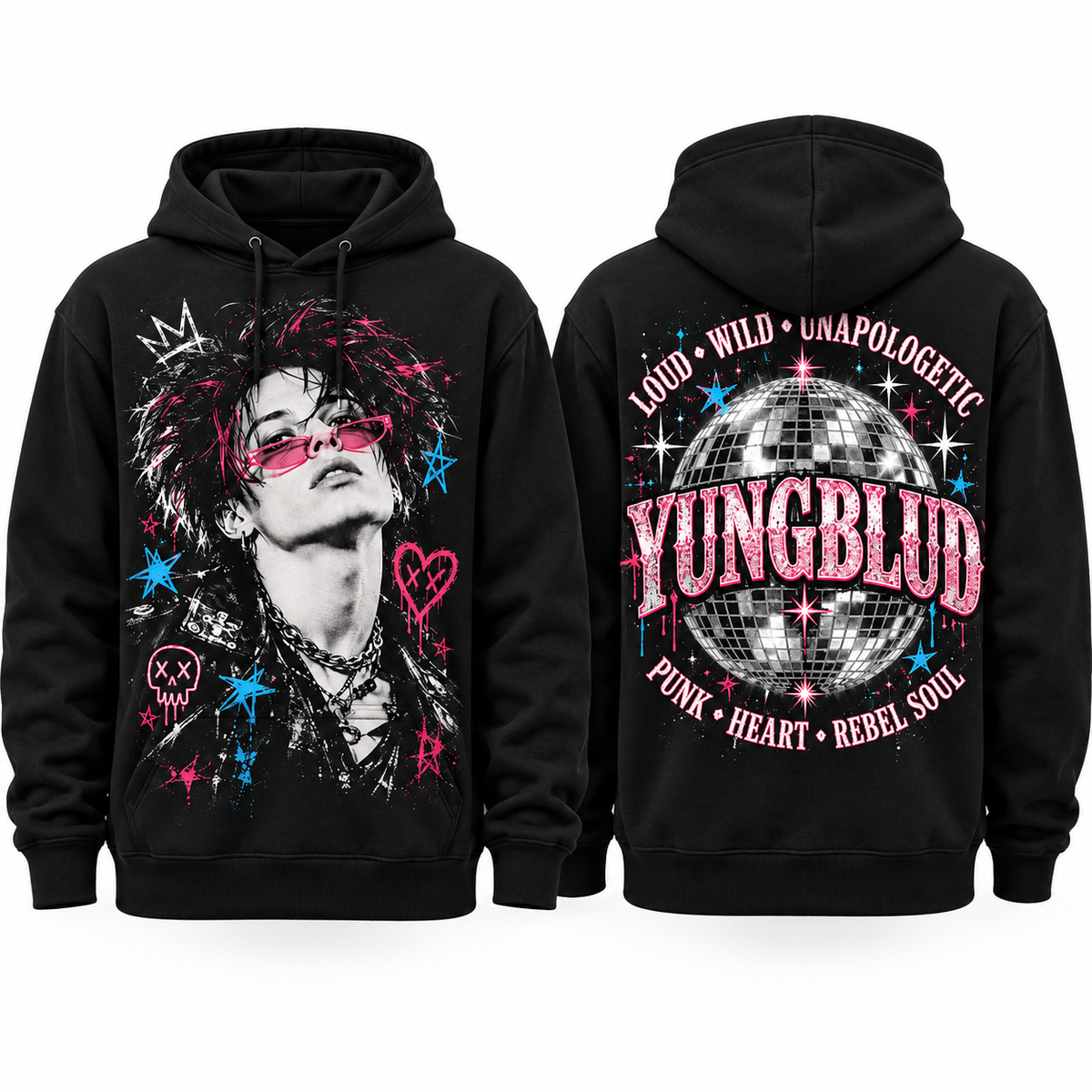 Yungblud Portrait Stars Lost Wild Unapologetic Punk Heart Rebel Soul Hoodie for Punk Rebel Fans NDN 1
