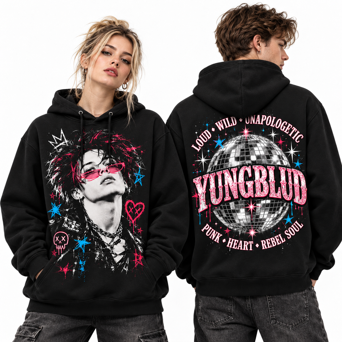 Yungblud Portrait Stars Lost Wild Unapologetic Punk Heart Rebel Soul Hoodie for Punk Rebel Fans NDN 2